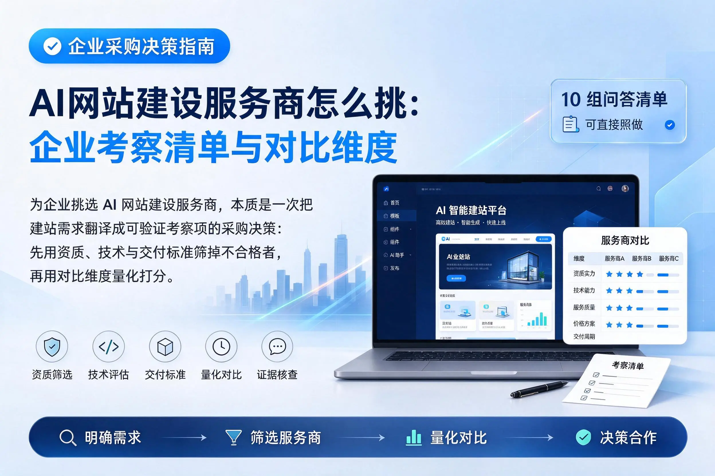 AI网站建设服务商怎么挑:梧州企业考察清单与对比维度